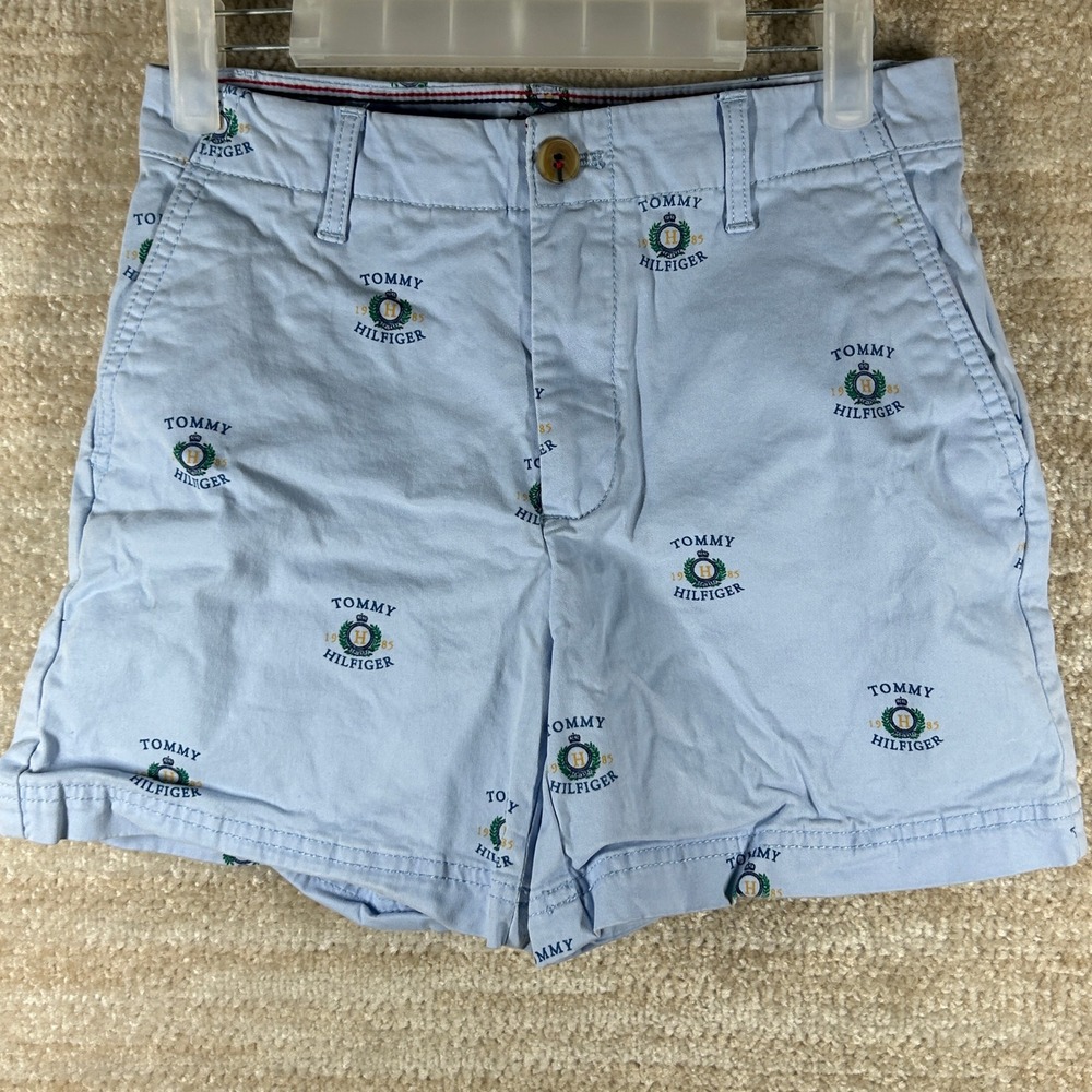 Tommy Hilfiger Womens Preppy Old Money Logo Embroidered Chino Shorts Blue 00